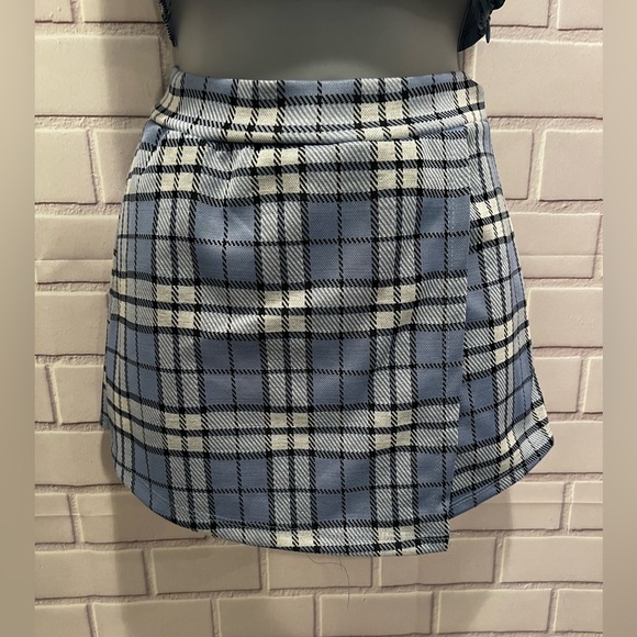STREETWARE SOCIETY Blue Plaid Two-Piece Set Top & short-skirt/size S - Picture 13 of 16